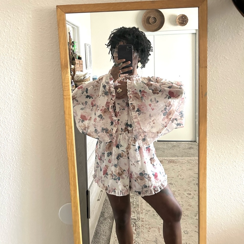 H&M Floral Bell Sleeve Romper
